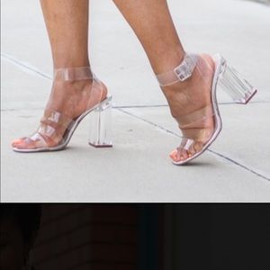 Zara’s vinyl block heel sandal